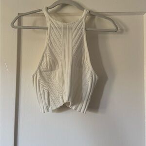 Chic Cream Ribbed Women's Tank Top